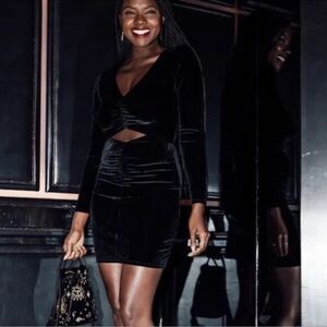 Abercrombie & Fitch Velvet Dress Black Cutout Long Sleeve Size Medium